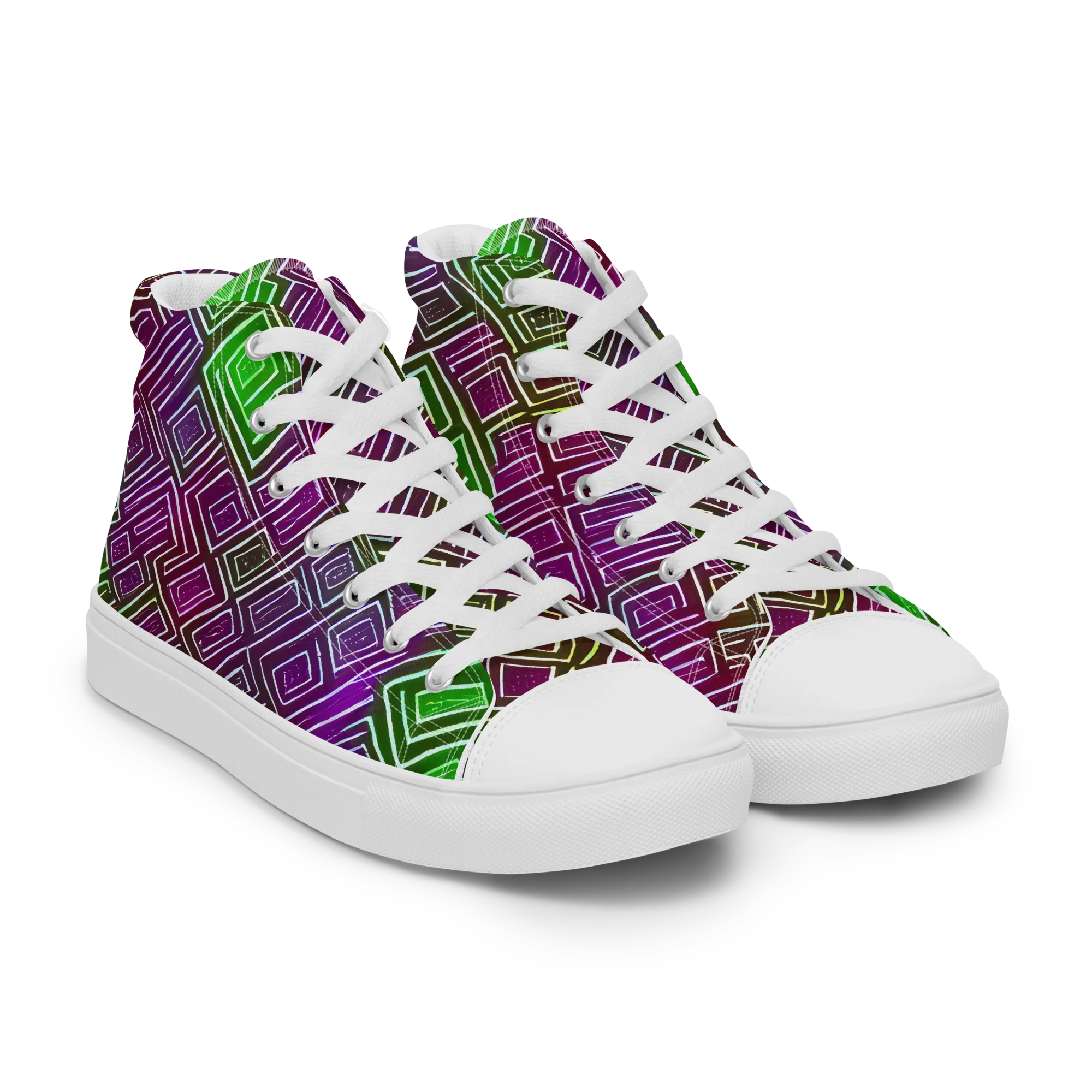 Chromatic Riddle on Women's High Top Canvas Shoes — Right Front