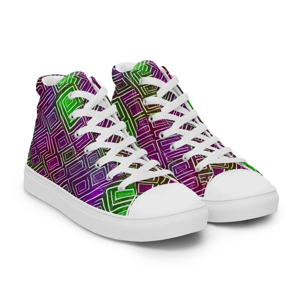 Chromatic Riddle on Women's High Top Canvas Shoes — Right Front