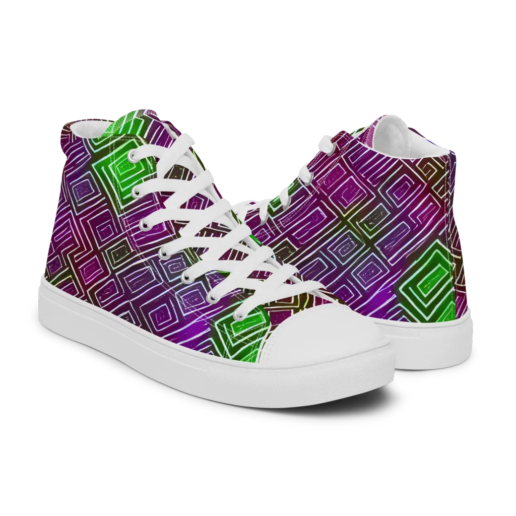 Chromatic Riddle on Women's High Top Canvas Shoes — Right