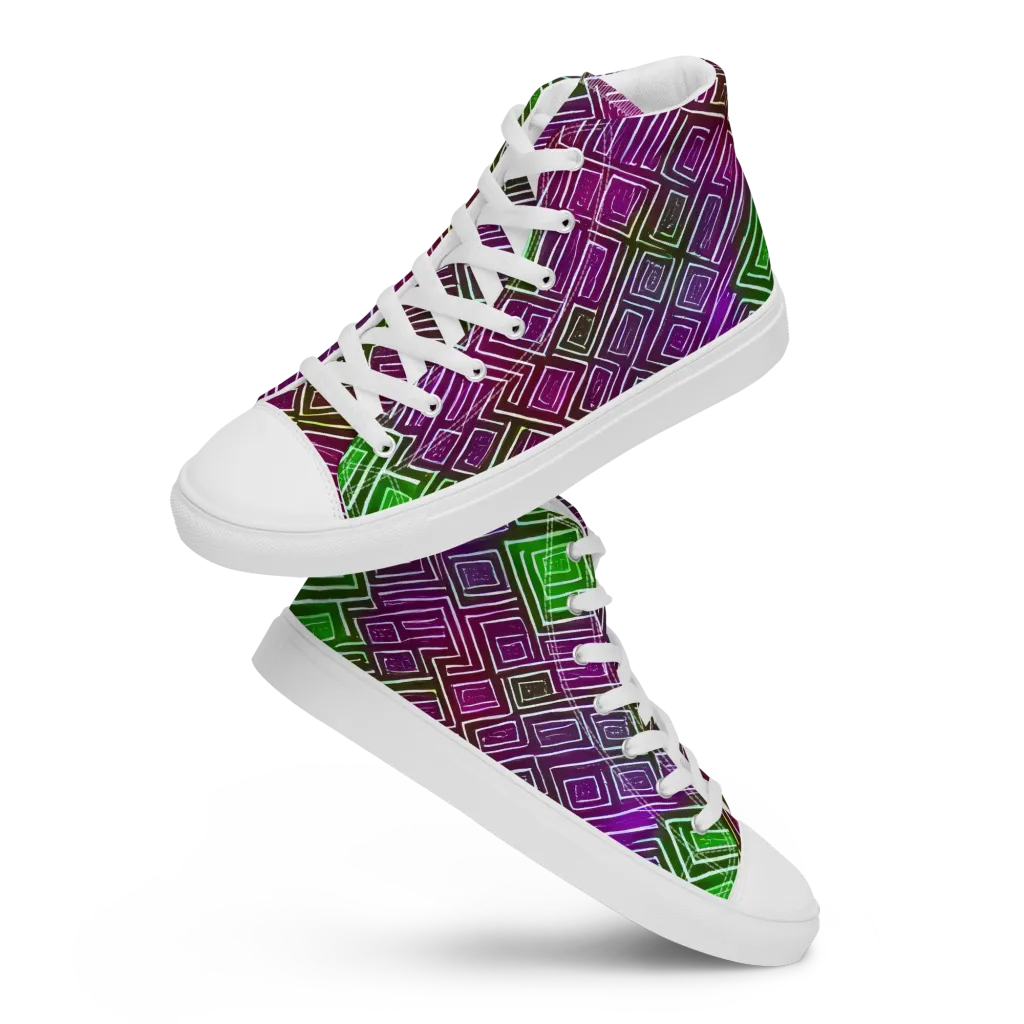 Chromatic Riddle on Women's High Top Canvas Shoes — Front