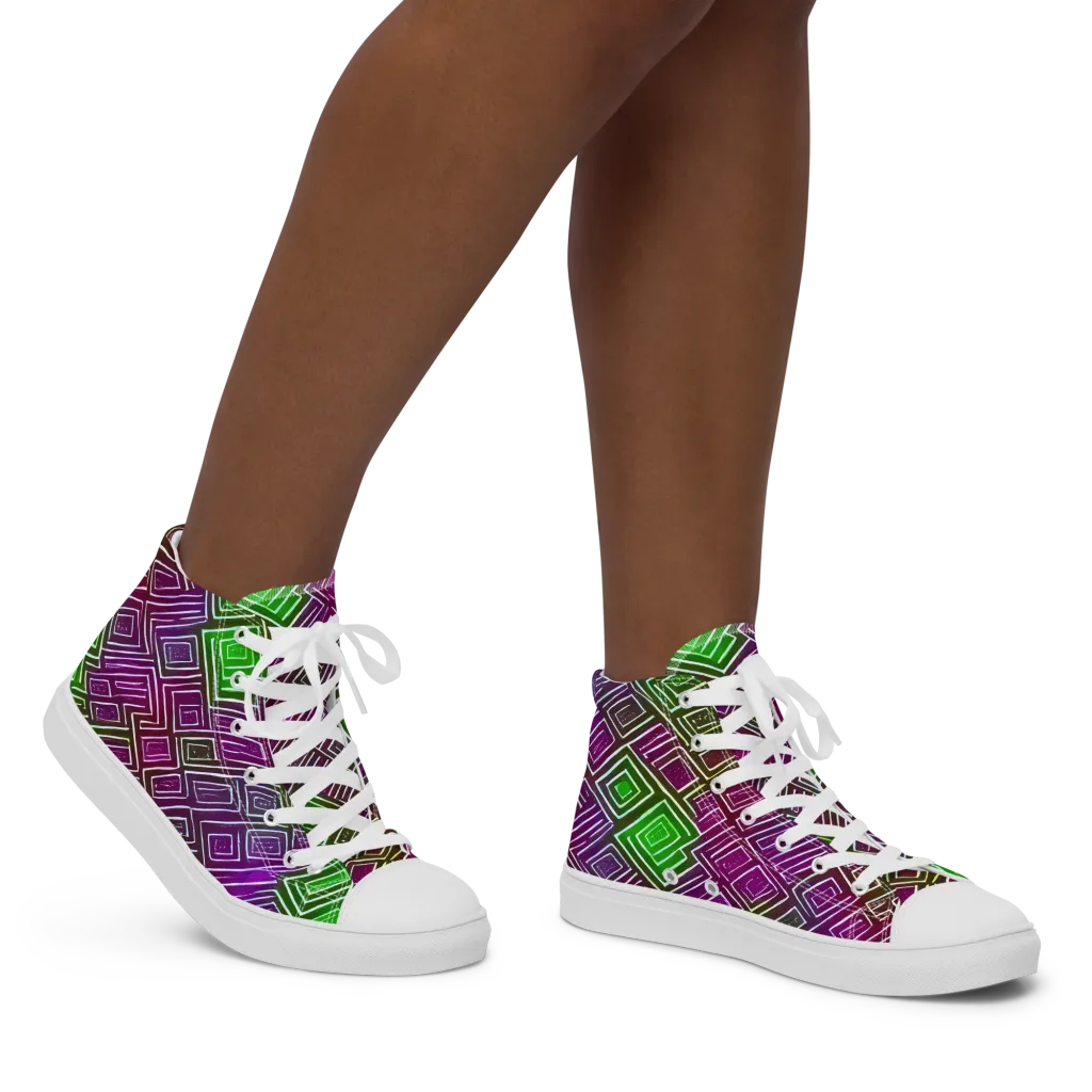 Chromatic Riddle on Women's High Top Canvas Shoes — Right