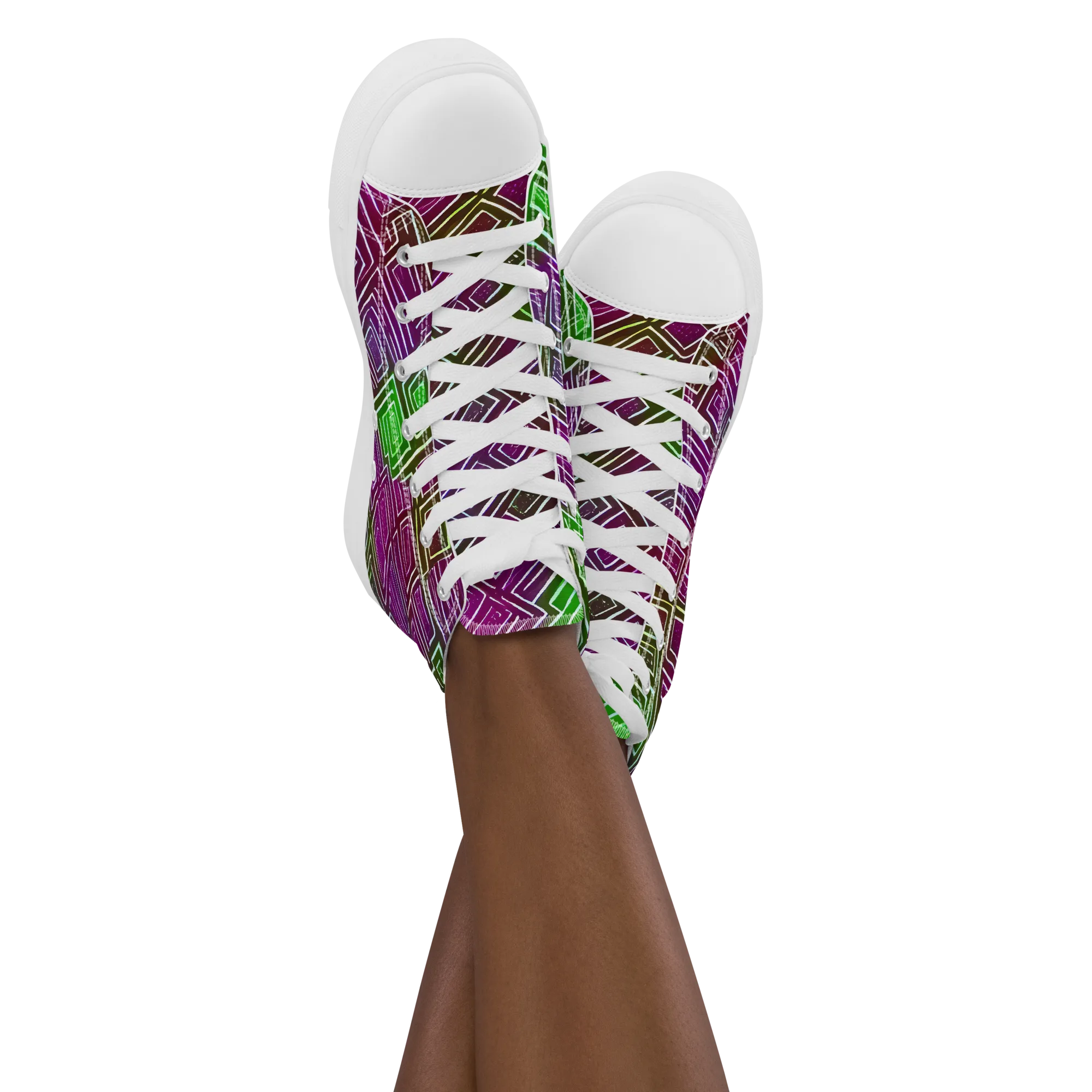 Chromatic Riddle on Women's High Top Canvas Shoes — Front