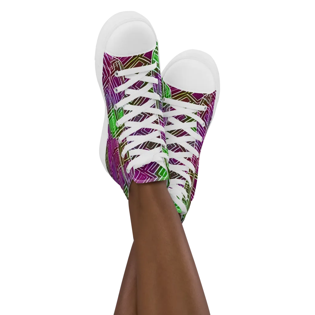 Chromatic Riddle on Women's High Top Canvas Shoes — Front
