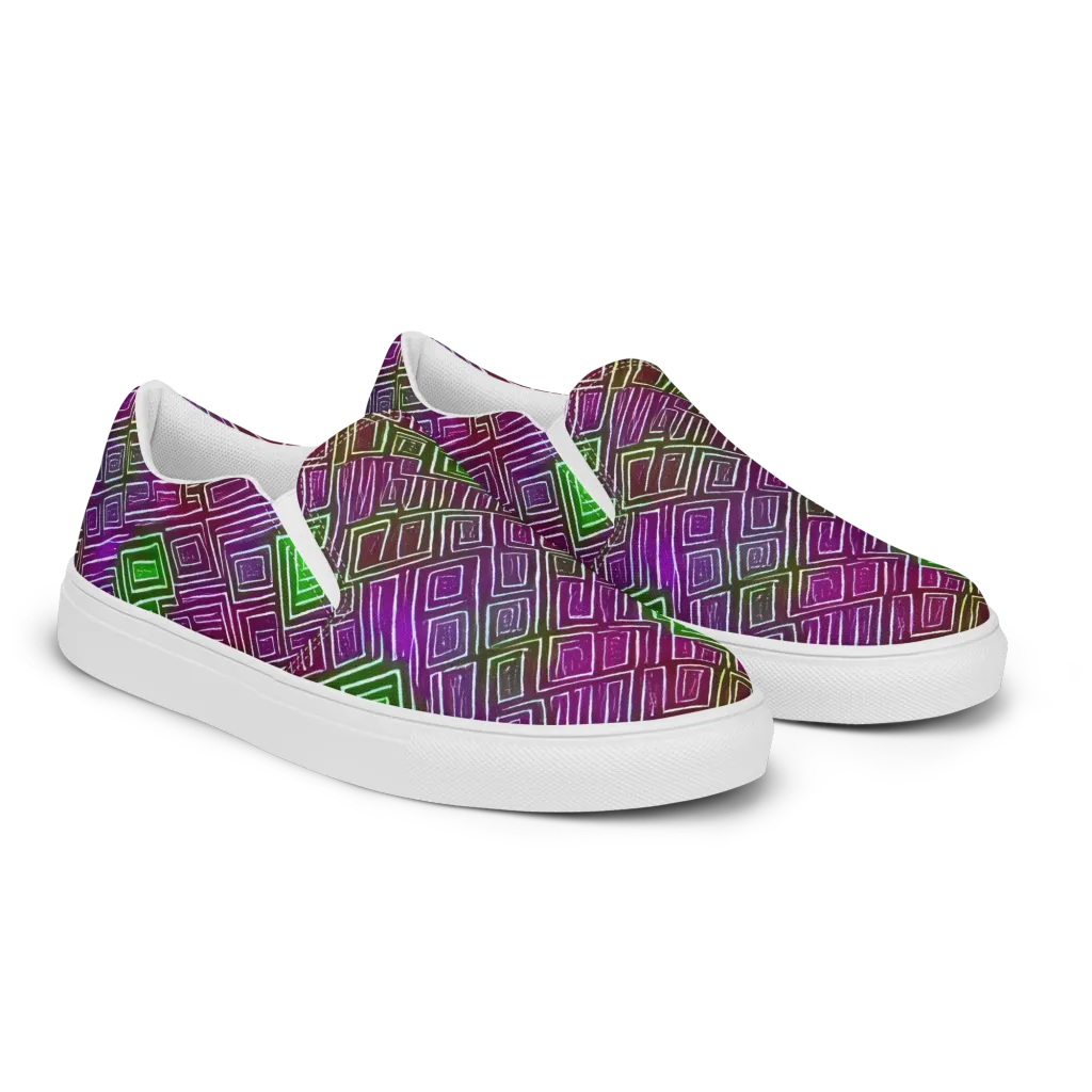 Chromatic Riddle on Men's Slip-On Canvas Shoes — Right Front