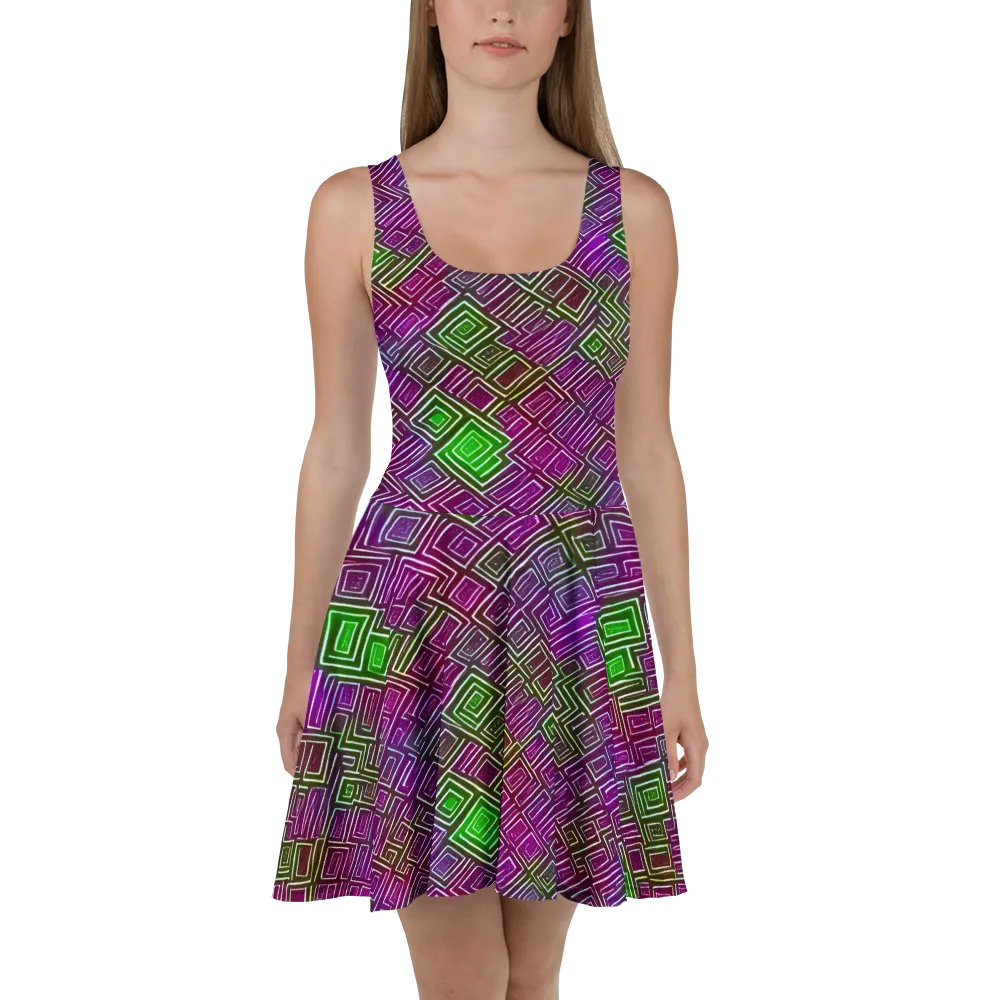 Chromatic Riddle on Skater Dress — Front