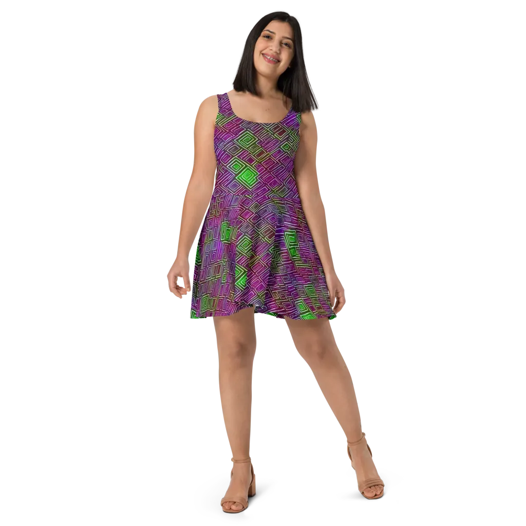 Chromatic Riddle on Skater Dress — Front
