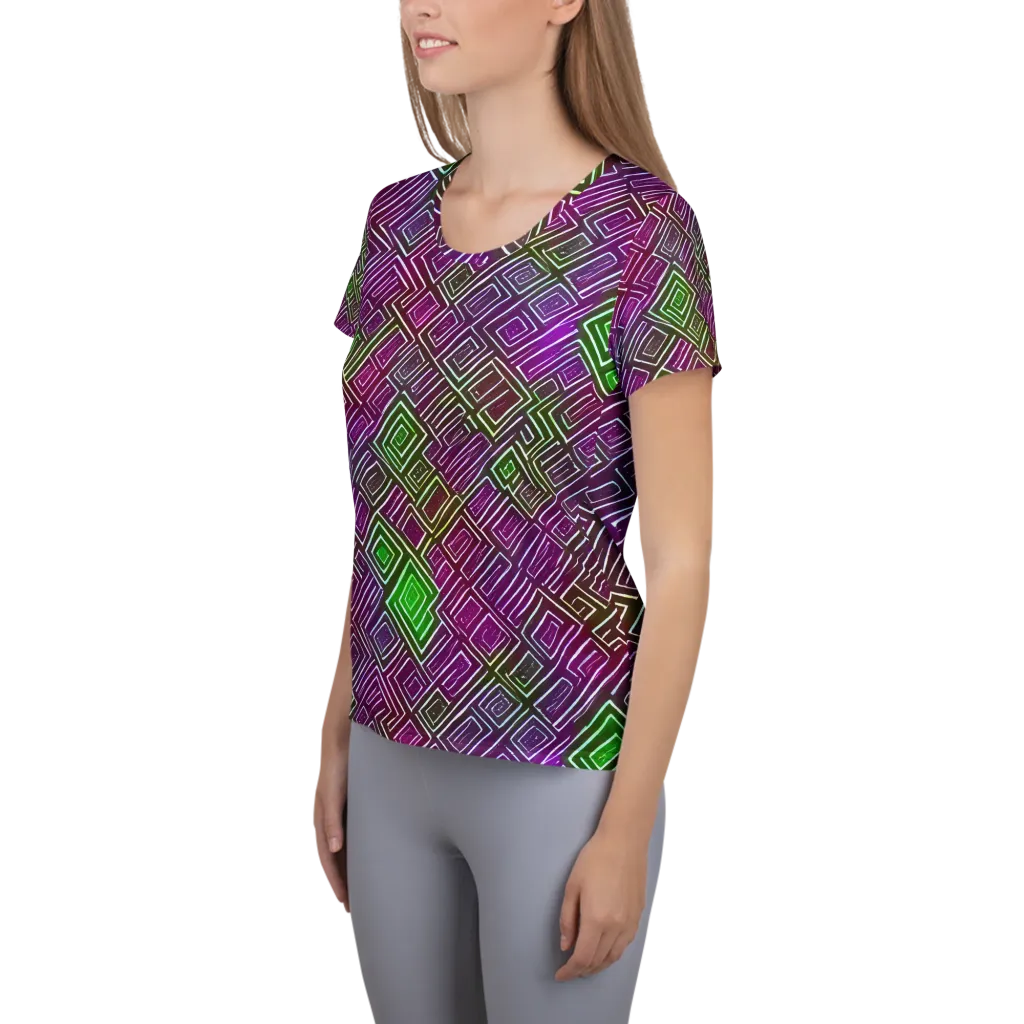 Chromatic Riddle on Women's Athletic T-Shirt — Left