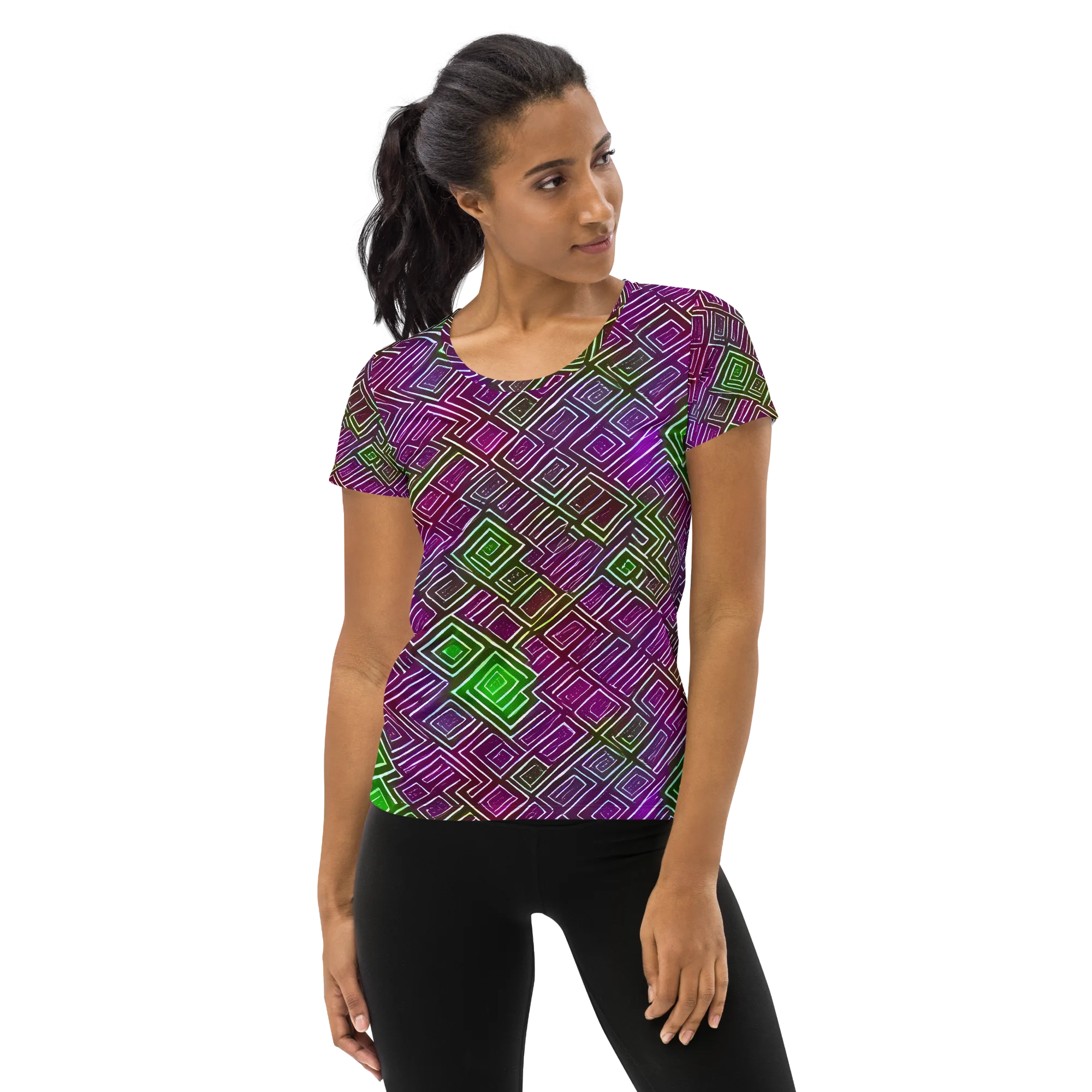 Chromatic Riddle on Women's Athletic T-Shirt — Front