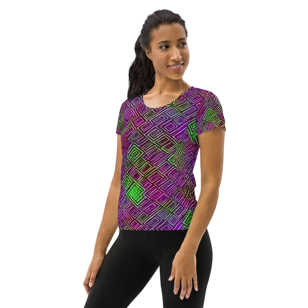 Chromatic Riddle on Women's Athletic T-Shirt — Left