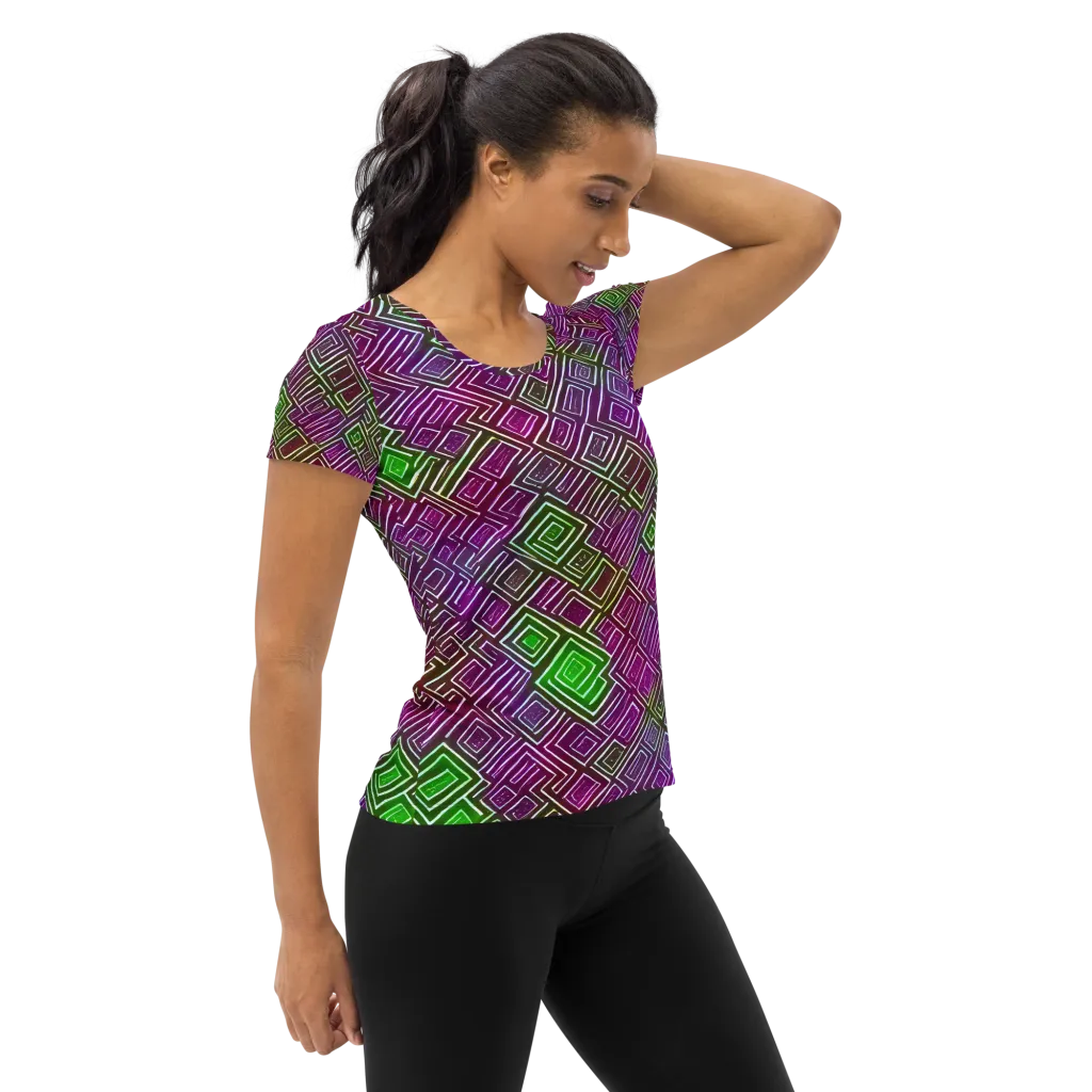 Chromatic Riddle on Women's Athletic T-Shirt — Right