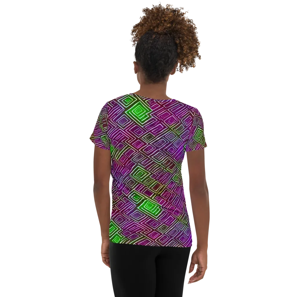 Chromatic Riddle on Women's Athletic T-Shirt — Back