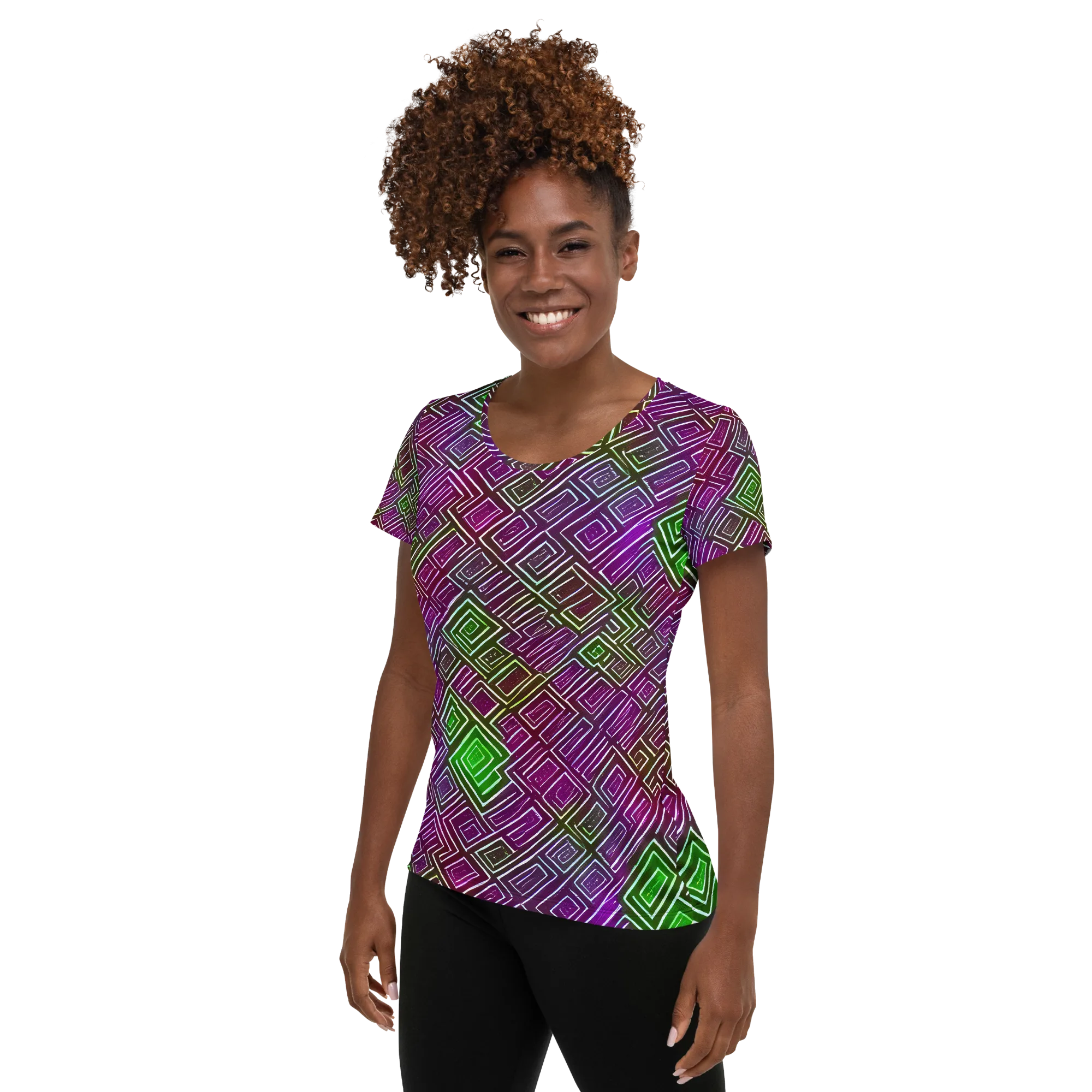 Chromatic Riddle on Women's Athletic T-Shirt — Left