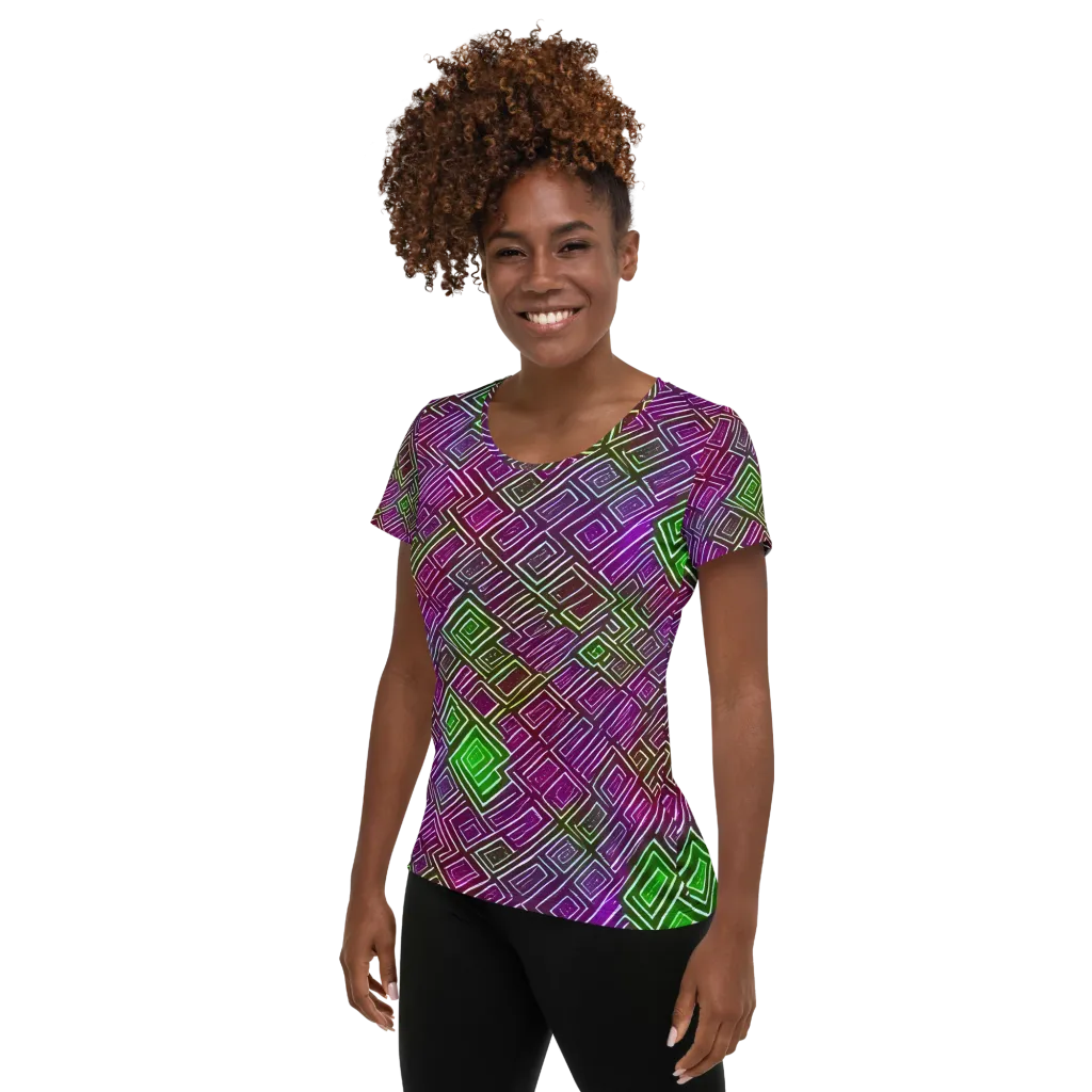 Chromatic Riddle on Women's Athletic T-Shirt — Left