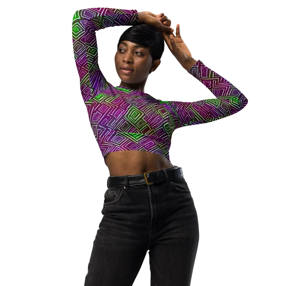 Chromatic Riddle on Long Sleeve Crop Top — Front