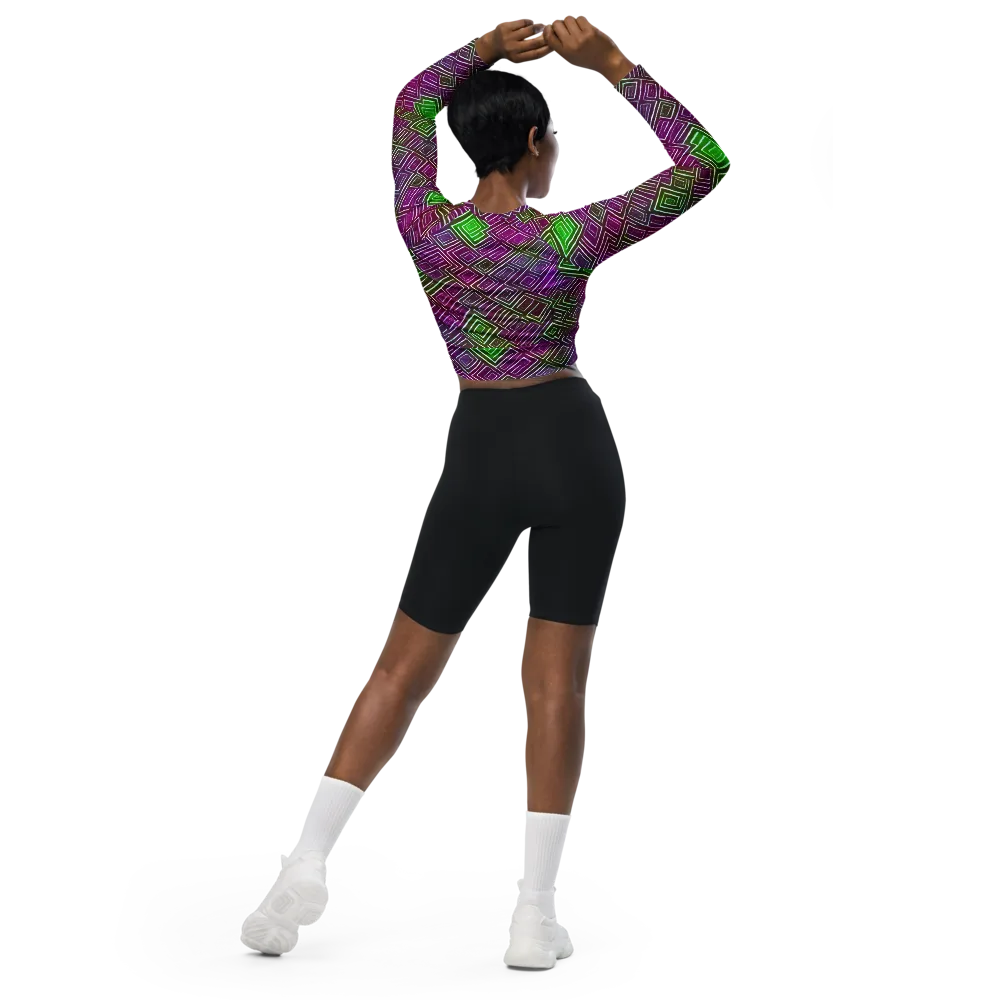 Chromatic Riddle on Long Sleeve Crop Top — Back