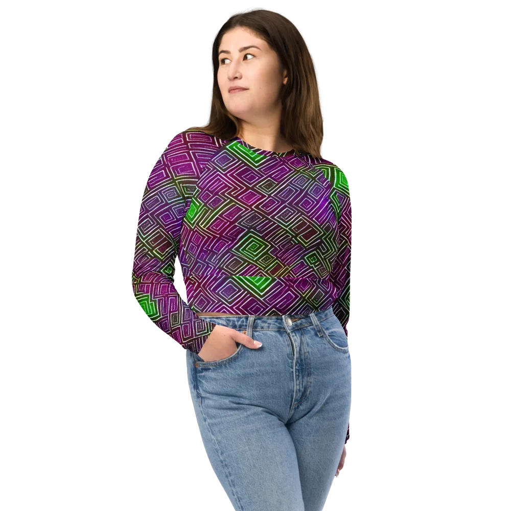 Chromatic Riddle on Long Sleeve Crop Top — Front