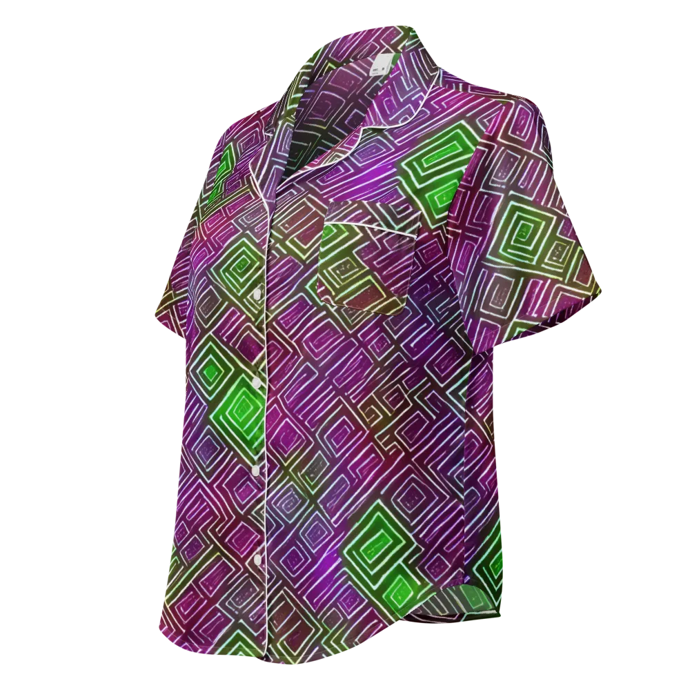 Chromatic Riddle on Women's Short Sleeve Pajama Top — Left Front