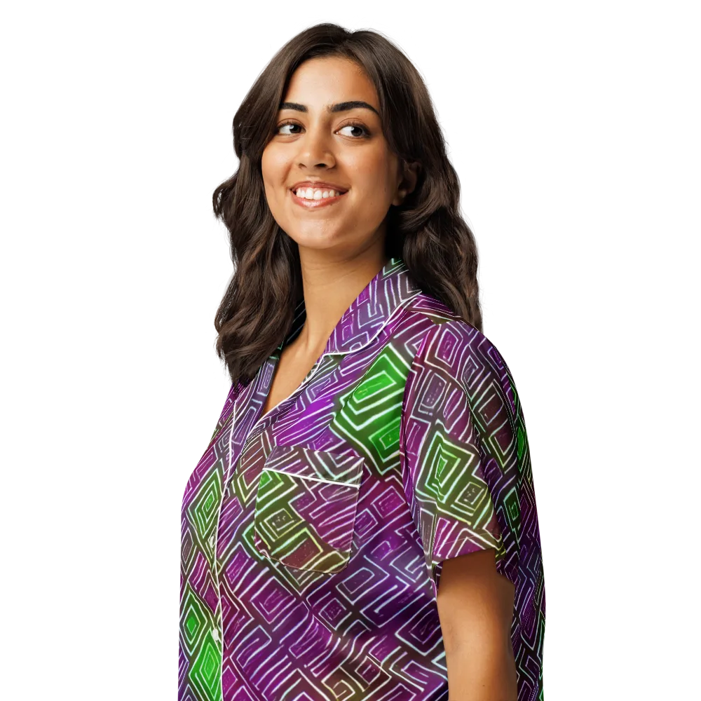 Chromatic Riddle on Women's Short Sleeve Pajama Top — Left Front
