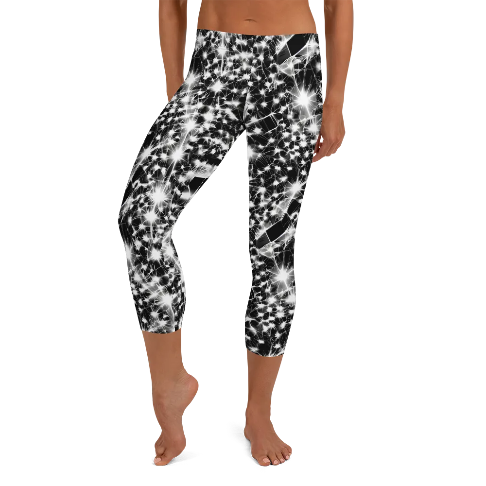 Midnight Dandelion on Capri Leggings — Front