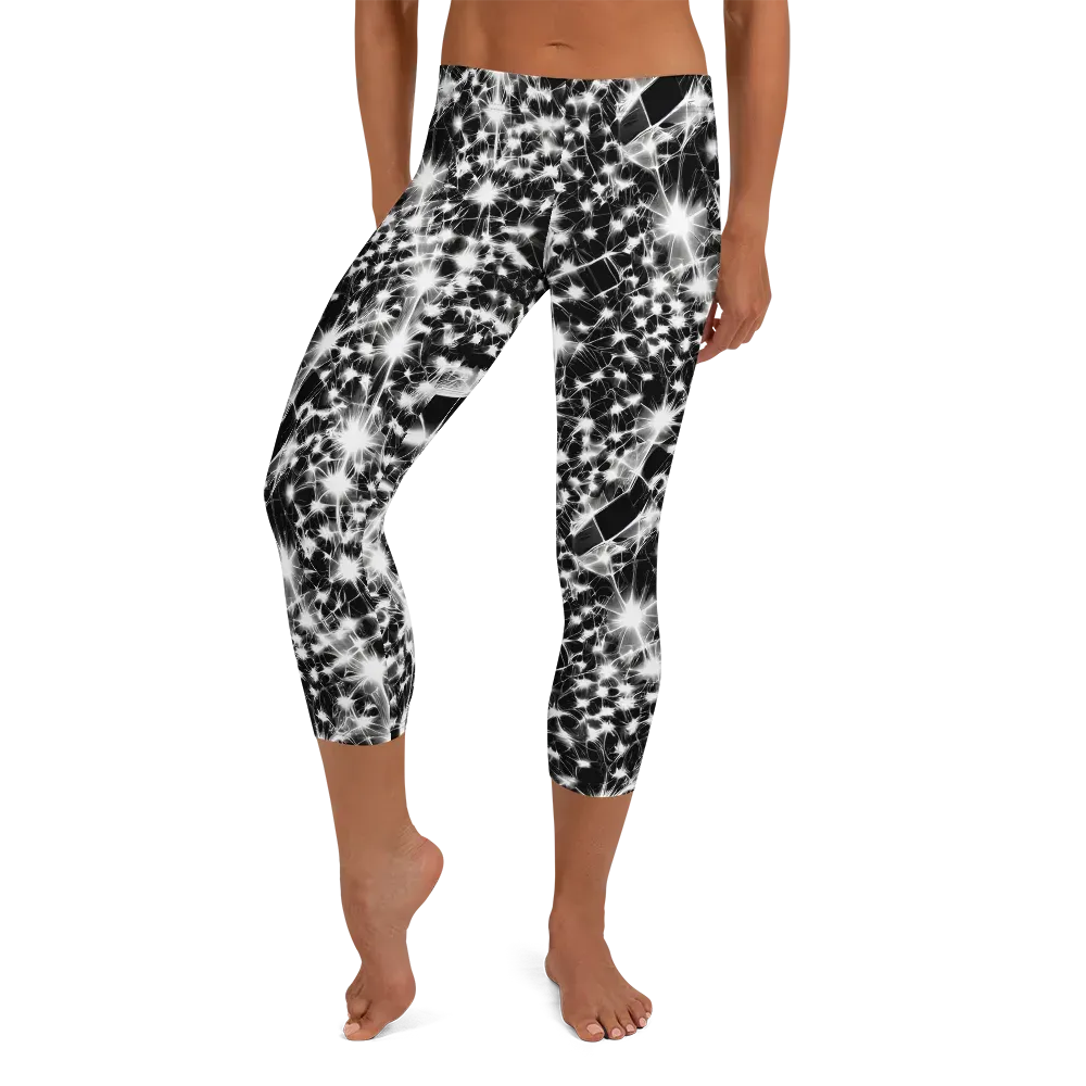 Midnight Dandelion on Capri Leggings — Front