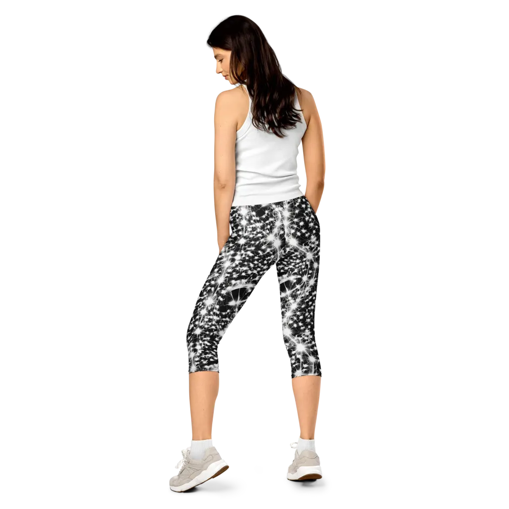 Midnight Dandelion on Capri Leggings — Back