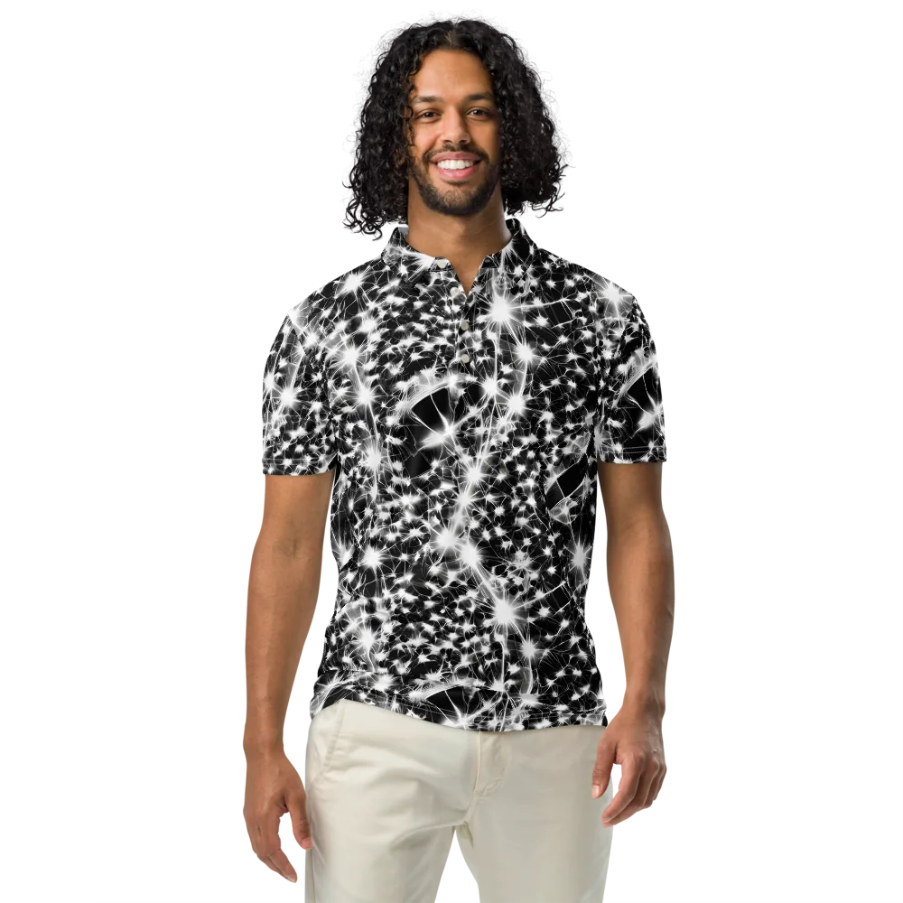 Midnight Dandelion on Men's Slim Fit Polo Shirt — Front