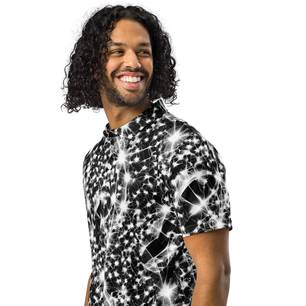 Midnight Dandelion on Men's Slim Fit Polo Shirt — Left Front