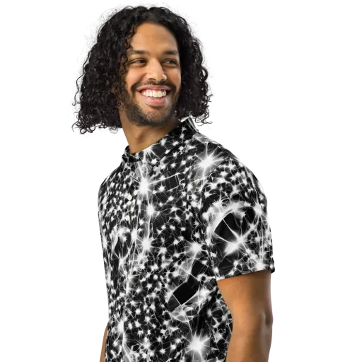Midnight Dandelion on a Men's Slim Fit Polo Shirt