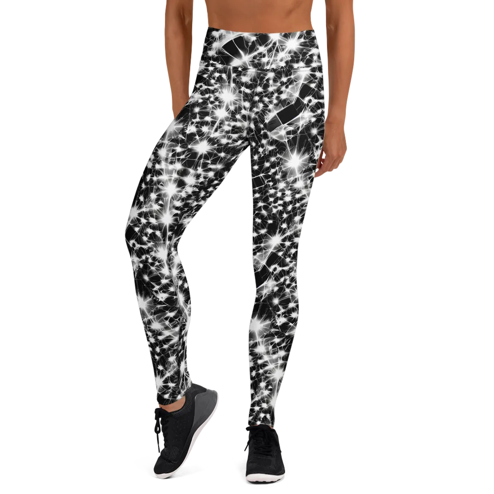 Midnight Dandelion on Yoga Leggings — Front
