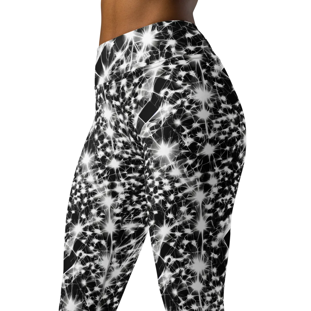 Midnight Dandelion on Yoga Leggings — Left Front