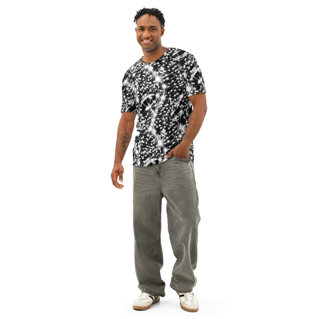 Midnight Dandelion on Men's Cotton Crew Neck T-Shirt — Front