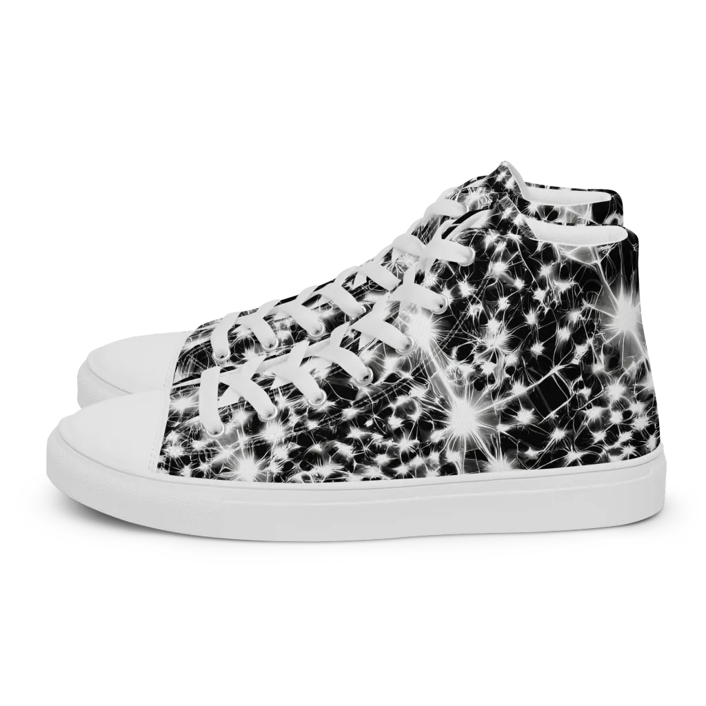 Midnight Dandelion on Men's High Top Canvas Shoes — Left