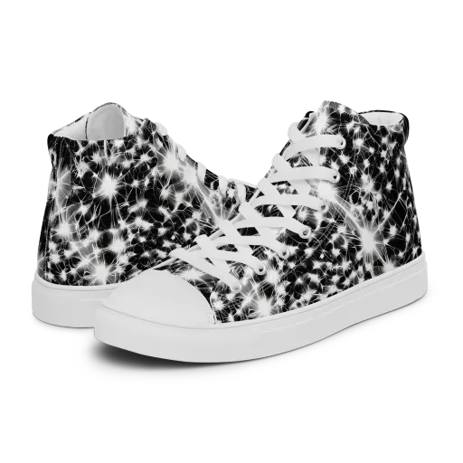 Midnight Dandelion on a Men's High Top Canvas Shoes