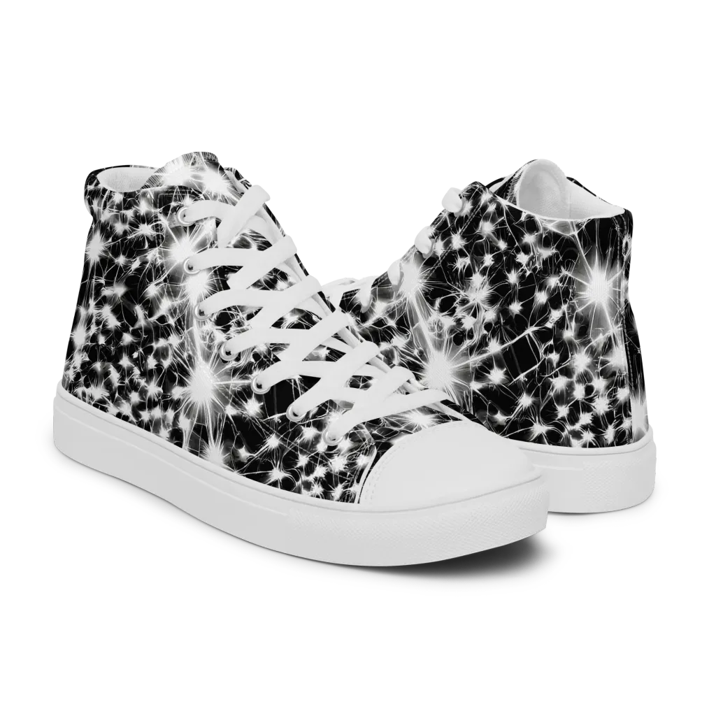 Midnight Dandelion on Men's High Top Canvas Shoes — Right