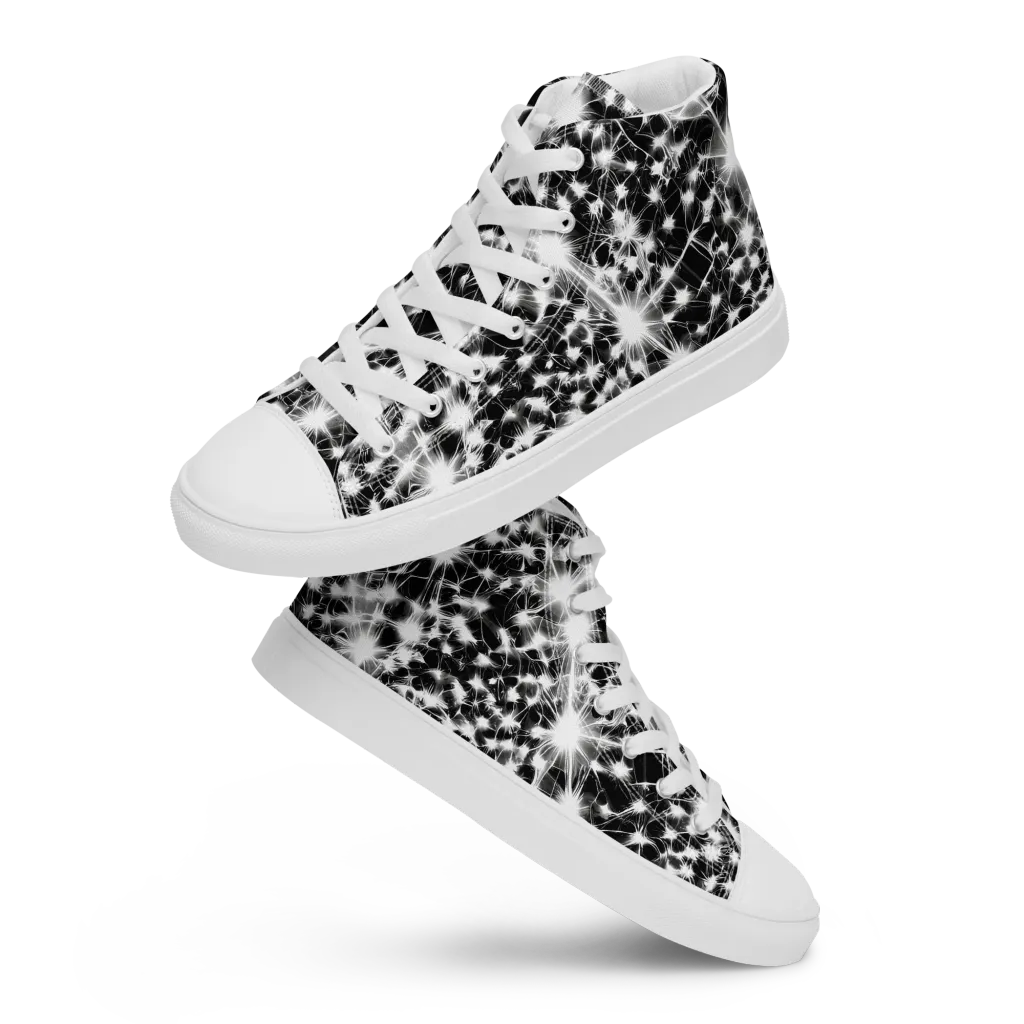 Midnight Dandelion on Men's High Top Canvas Shoes — Front