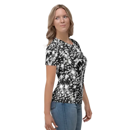 Midnight Dandelion on a Women's Crew Neck T-Shirt