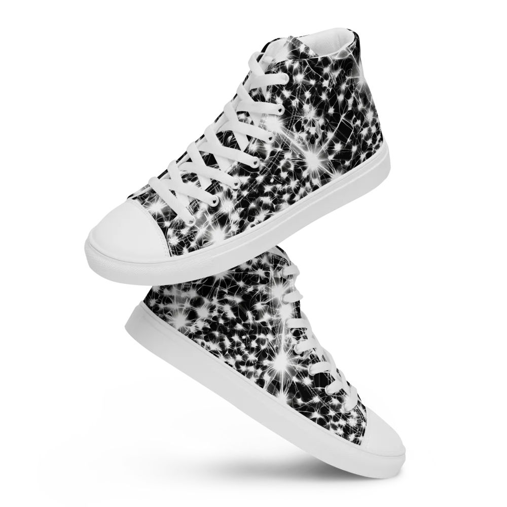 Midnight Dandelion on Women's High Top Canvas Shoes — Front