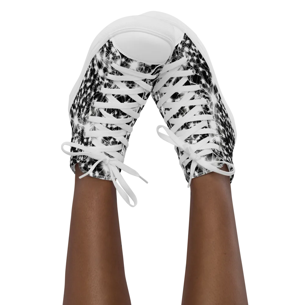 Midnight Dandelion on Women's High Top Canvas Shoes — Front