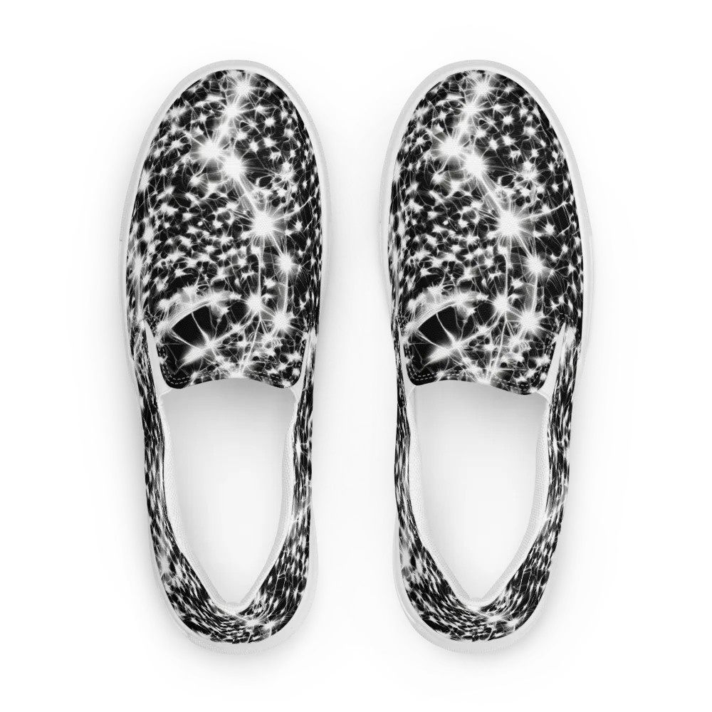 Midnight Dandelion on Men's Slip-On Canvas Shoes — Front