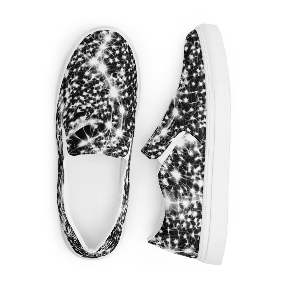 Midnight Dandelion on Men's Slip-On Canvas Shoes — Front