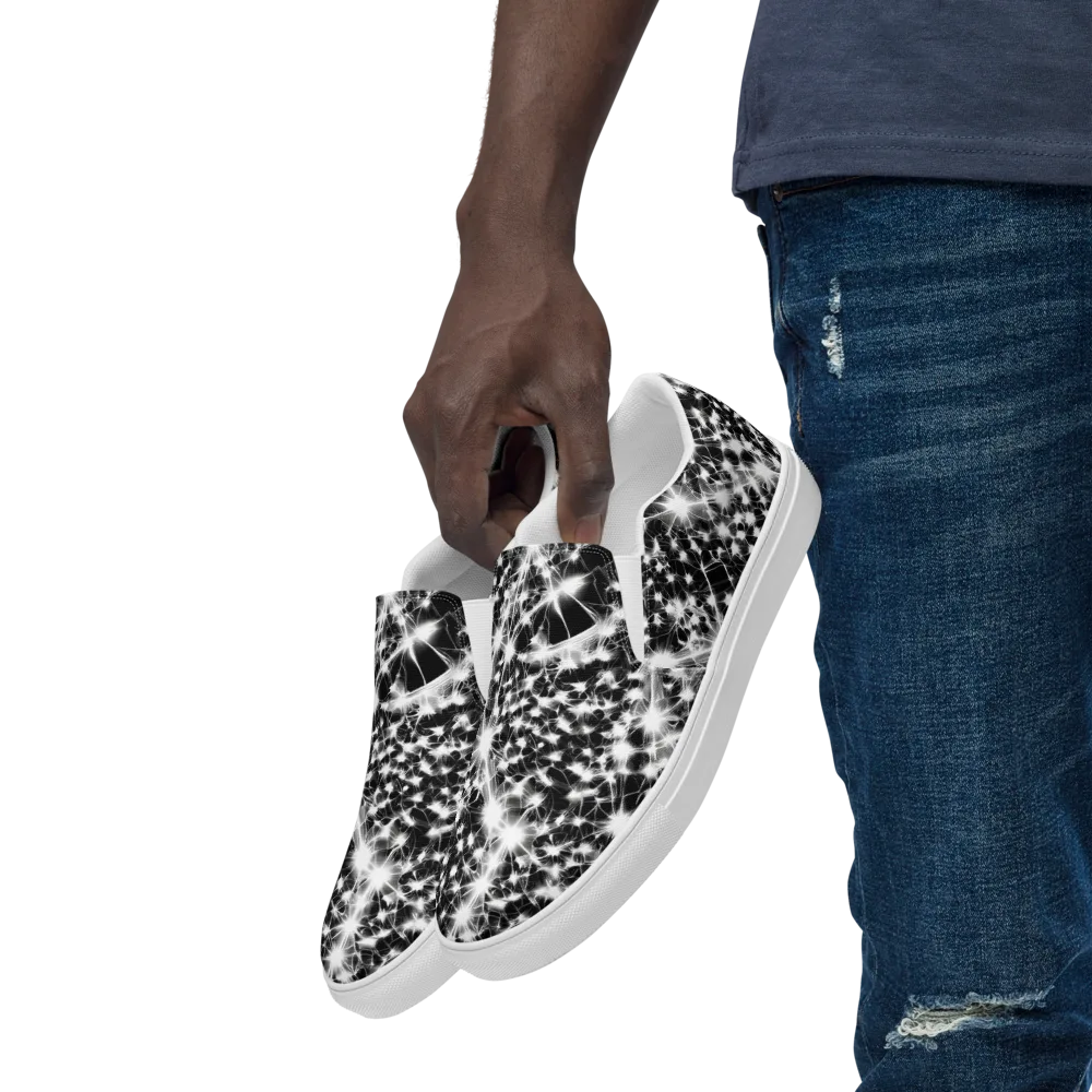 Midnight Dandelion on Men's Slip-On Canvas Shoes — Left Front