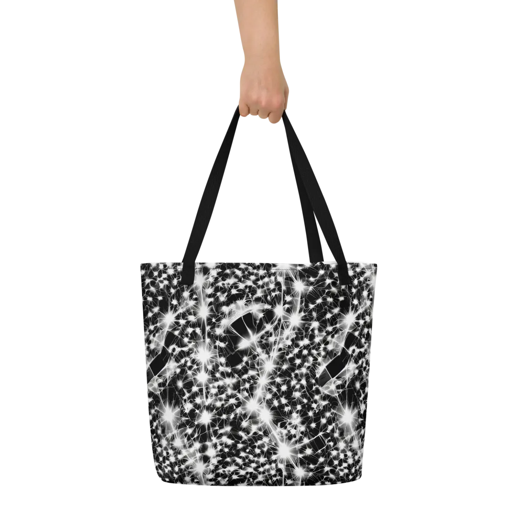Midnight Dandelion on Large Tote Bag W/ Pocket — Front