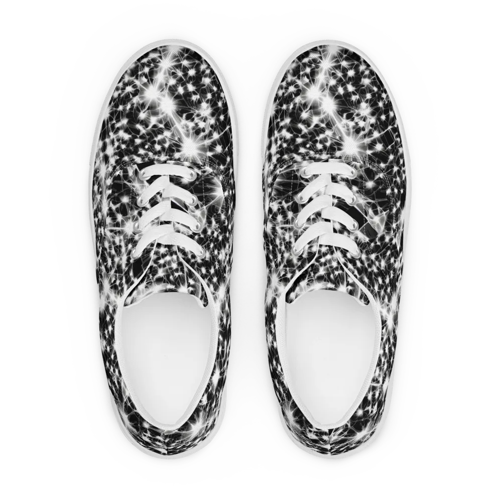 Midnight Dandelion on Men's Lace-Up Canvas Shoes — Front