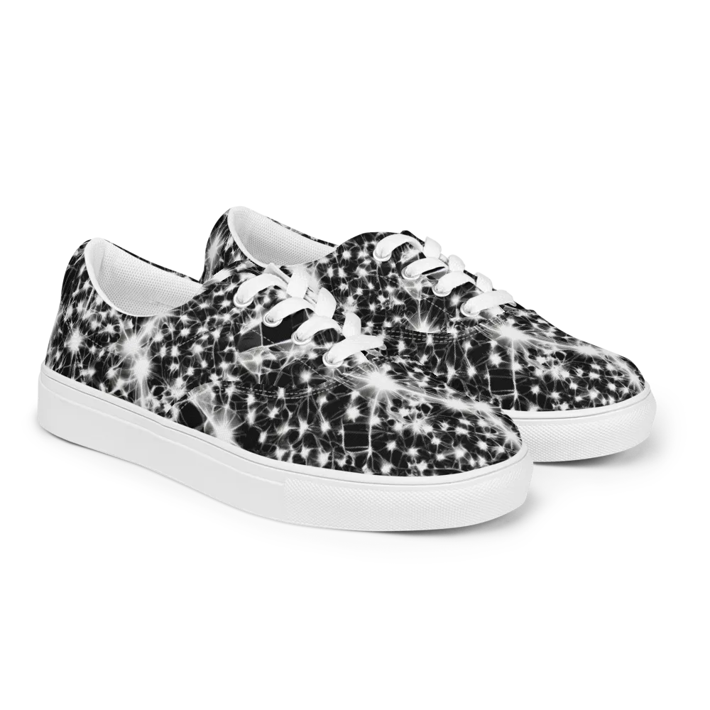 Midnight Dandelion on Men's Lace-Up Canvas Shoes — Right Front