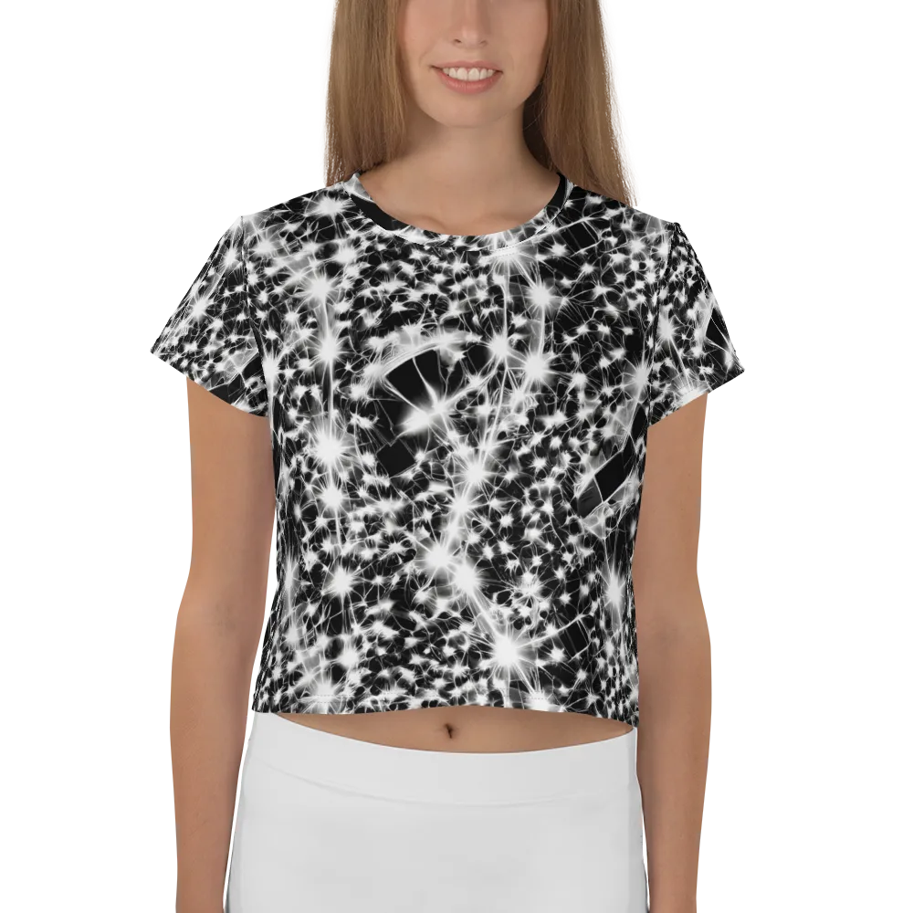 Midnight Dandelion on Crop Tee — Front
