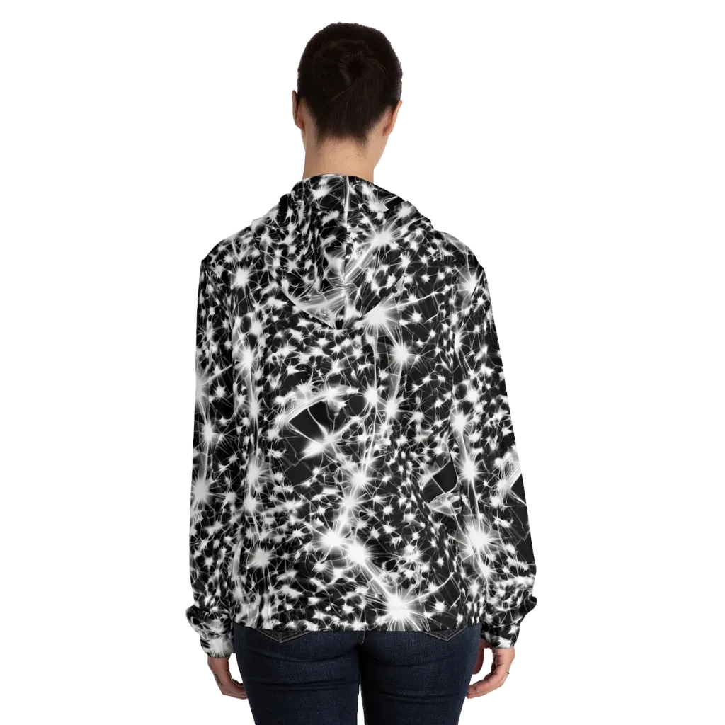 Midnight Dandelion on Women's Full-Zip Hoodie — Back On Person