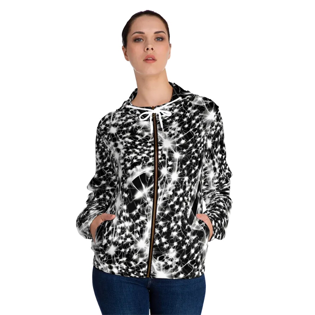 Midnight Dandelion on Women's Full-Zip Hoodie — Front On Person