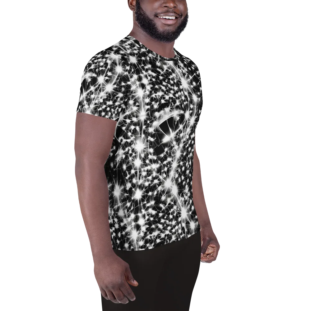 Midnight Dandelion on Men's Athletic T-Shirt — Right