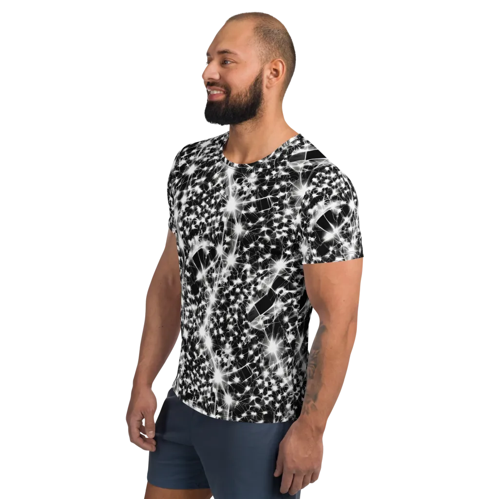 Midnight Dandelion on Men's Athletic T-Shirt — Left