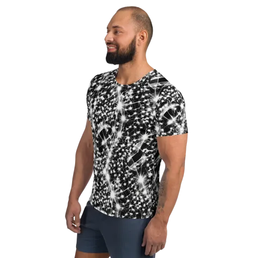Midnight Dandelion on a Men's Athletic T-Shirt